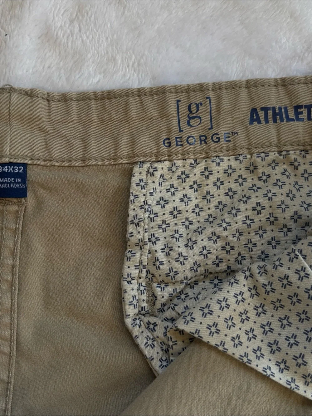 George Men's Straight Leg Chino Pants Khaki Beige/tan Athletic Fit Size 34x32